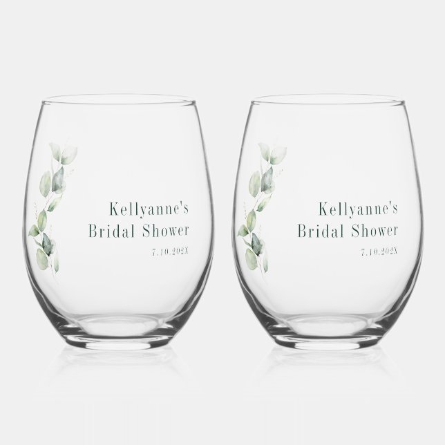 Elegantes botanisches Party Modernes Brautparty Weinglas Ohne Stiel (Vorderseite)