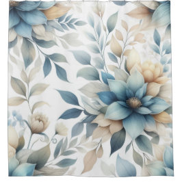 Elegantes botanisches Pastellblau Gelb Duschvorhang