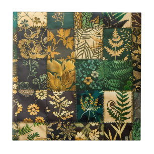 ✨Elegantes botanisches Patchwork-Blumenmuster-Desi Fliese