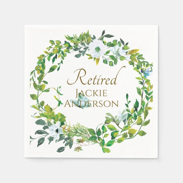 Elegantes botanisches RETIRED RETIREMENT Party Nap Serviette (Vorderseite)