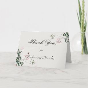 Elegantes Botanisches Rosa Blossom Dankeschön Kart Dankeskarte