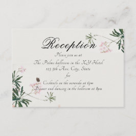 Elegantes Botanisches Rosa Blossom mit Schmetterli Begleitkarte