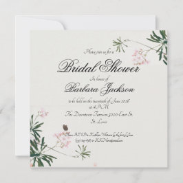Elegantes Botanisches Rosa Blossom mit Schmetterli Einladung