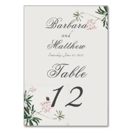 Elegantes Botanisches Rosa Blossom mit Schmetterli Tischnummer