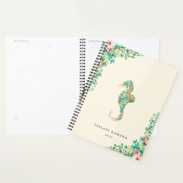 Elegantes botanisches Seepferd | Sandy Beige Planer (Anzeige)