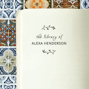 Elegantes, botanisches Skript aus der Bibliothek d Gummistempel