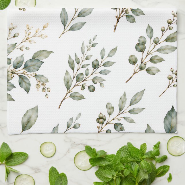 Elegantes botanisches Teetuch Geschirrtuch (Gefaltet)
