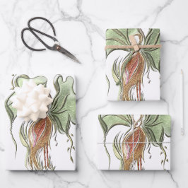Elegantes botanisches Vogel-Motiv  Geschenkpapier Set