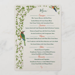 Elegantes Botanisches Vogelmenü - Hochzeit Menükarte