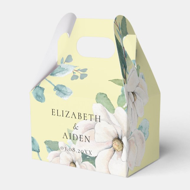 Elegantes botanisches Wasser Hochzeitsgelb Geschenkschachtel (Vorderseite)
