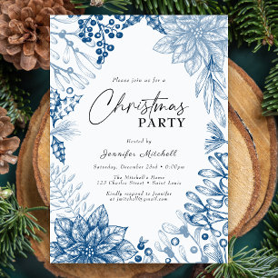 Elegantes botanisches Watercolor Holly Weihnachten Einladung