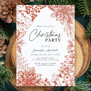 Elegantes botanisches Watercolor Holly Weihnachten Einladung