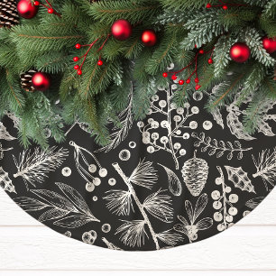 Elegantes botanisches Weihnachten Polyester Weihnachtsbaumdecke