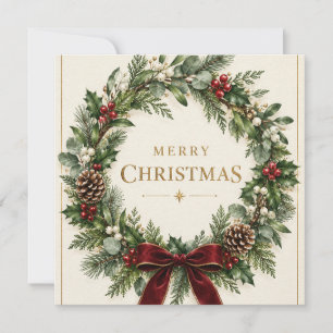 Elegantes botanisches Weihnachten, Vintage-Grün Karte