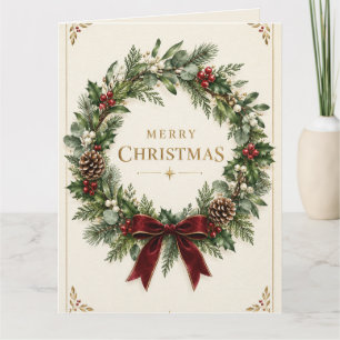Elegantes botanisches Weihnachten, Vintage-Grün Karte