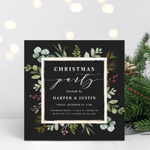 Elegantes botanisches Weihnachtsgebäck Schwarzes P Einladung