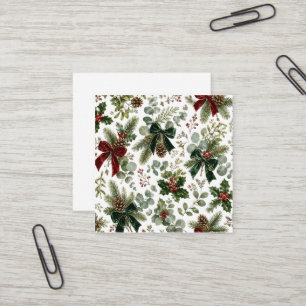 Elegantes botanisches Weihnachtsmuster Quadratische Visitenkarte