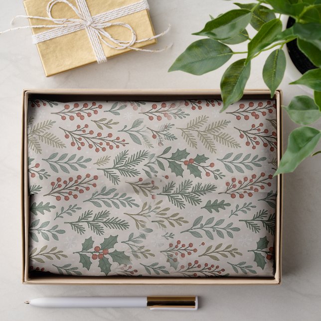 Elegantes botanisches Weihnachtsstern-Blumenkunst- Seidenpapier (Geschenk)