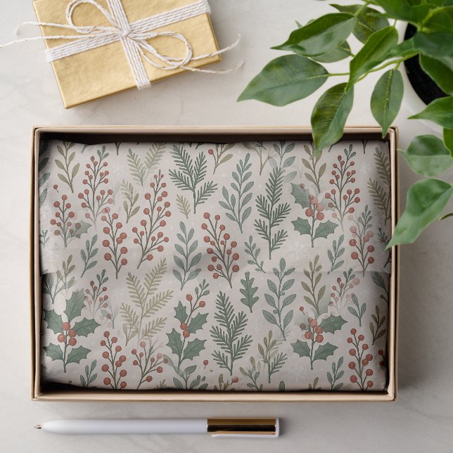Elegantes botanisches Weihnachtsstern-Blumenkunst- Seidenpapier (Geschenk)