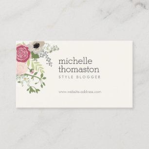 Elegantes Bouquet auf der Ivory Business Card Visitenkarte