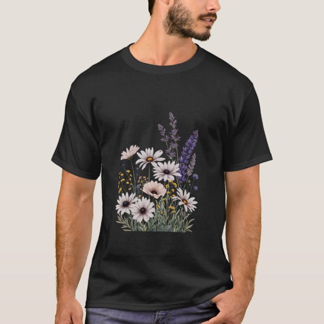 Elegantes Bouquet Design - Daisies und Lavend T-Shirt (Vorderseite)