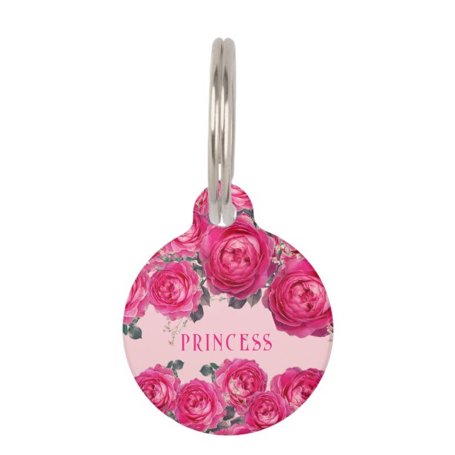 Elegantes Bouquet von Personalisierten Rose Haustiermarke (Vorderseite)