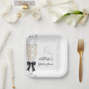 Elegantes Bow Glass Brautparty Pappteller