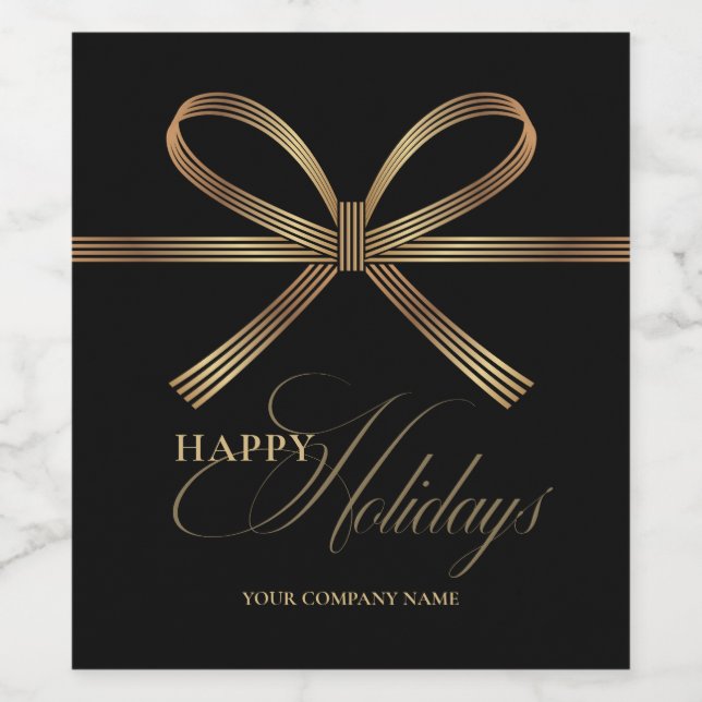 Elegantes Bow Happy Holidays Weinkeller Weinetikett (Einzelnes Label)