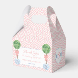 Elegantes Boxwood Pink Bow Baby Girl Taufe Party Geschenkschachtel