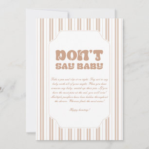 Elegantes braun gestreiftes "Sag es nicht"-Baby-Sh Einladung