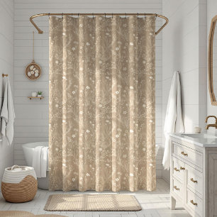 Elegantes Braun-Taupe-Blumenmuster Duschvorhang