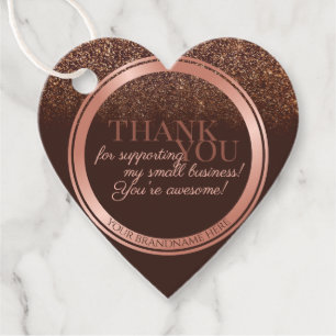Elegantes Braun und Rose Gold mit Glitzer Packagin Geschenkanhänger