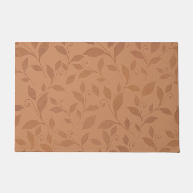 Elegantes braunes Abstraktes Herbstleaves-Muster Fußmatte (Vorderseite)