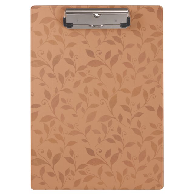 Elegantes braunes Abstraktes Herbstleaves-Muster Klemmbrett (Vorderseite)