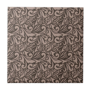 Elegantes braunes Blumenmuster auf hellrosa Hinter Fliese