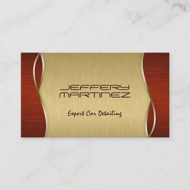 Elegantes braunes Holz, metallisches Gold Visitenkarte (Vorderseite)