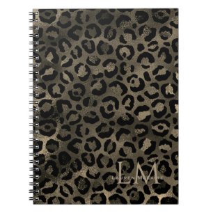 Elegantes braunes Leopard Monogramm Notizbuch Notizblock