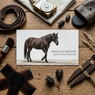 Elegantes braunes Pferd Equine-Fotograf Geschäft Visitenkarte