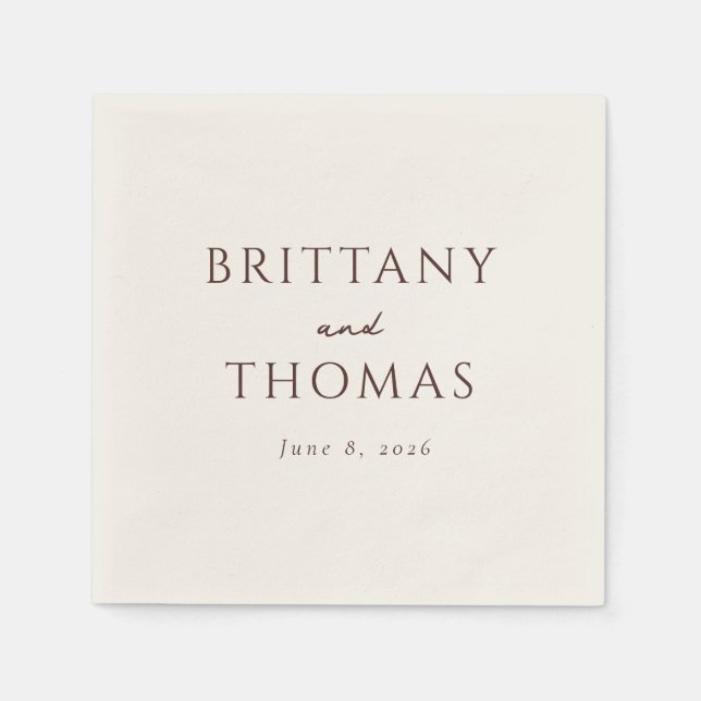 Elegantes braunes Typografik Serviette (Vorderseite)