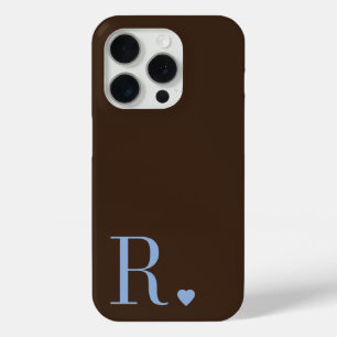 Elegantes braunes und staubblaues Monogramm-Initia Case-Mate iPhone Hülle