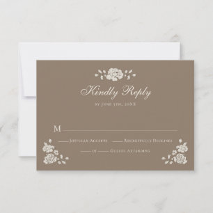 Elegantes braunes vintage Blumendesign RSVP Karte