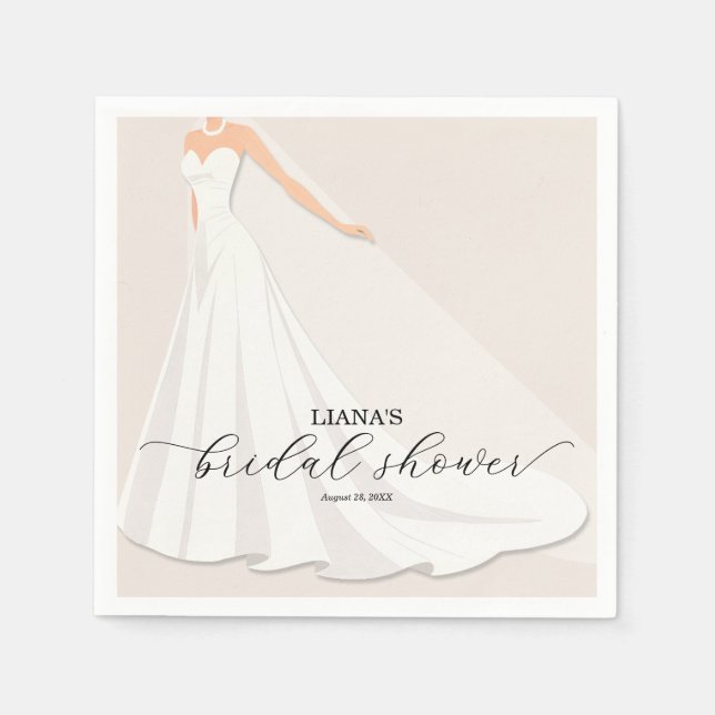 Elegantes Brautkleid Brautparty Serviette (Vorderseite)