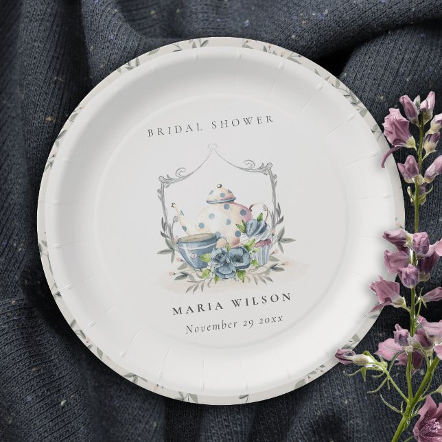 Elegantes Brautparty Aqua Blue Frische Pasta mache Pappteller (Von Creator hochgeladen)