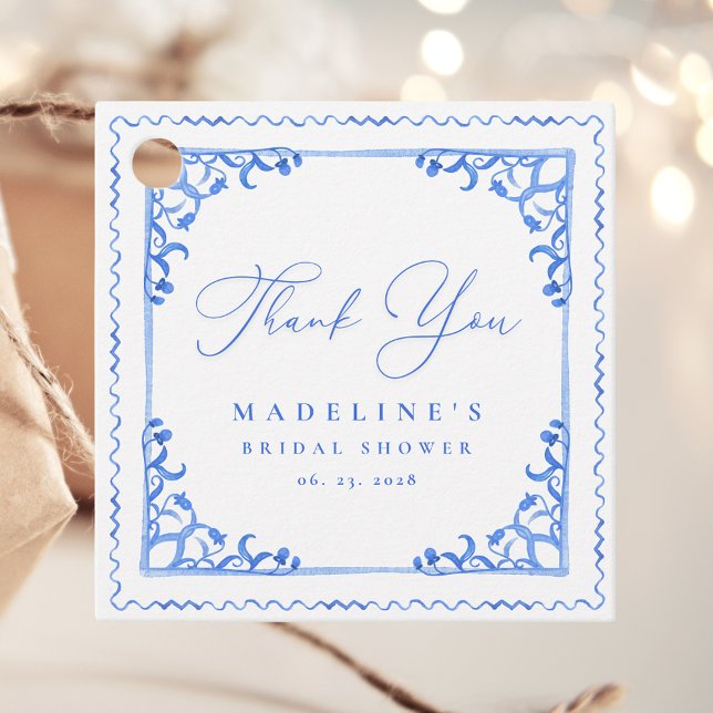 Elegantes Brautparty aus Blauem Tile Geschenkanhänger (Von Creator hochgeladen)