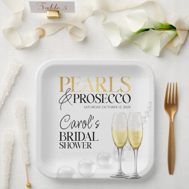 Elegantes Brautparty aus Weißem Gold Pappteller (Hochzeit)