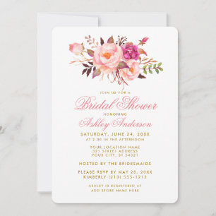 Elegantes Brautparty Blütenrosa Einladung