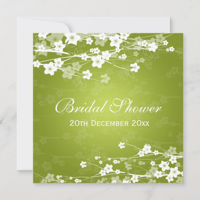 Elegantes Brautparty Cherry Blossom Lime Green Einladung (Vorderseite)