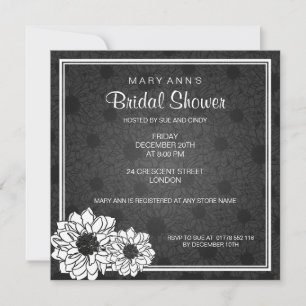 Elegantes Brautparty Dahlia Floral Black Einladung