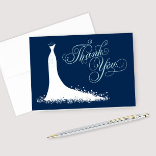 Elegantes Brautparty der Marine und Aqua Wedding G Dankeskarte