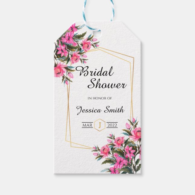 Elegantes Brautparty floral Geschenkanhänger (Vorderseite)